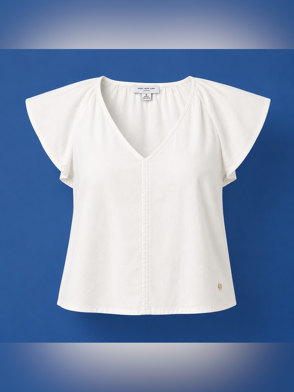 Marc New York Jeans Women's Ivory Flutter Sleeve Blouse Top Size Medium